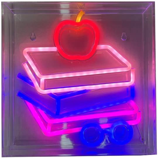 Class Rules! 9" Books LED Neon Sign by B2C™